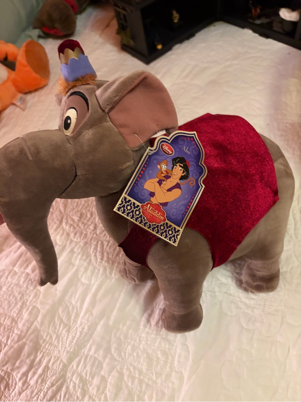 Disney Plush Elephant Costume in Gray and Red with Purple Crown Accents